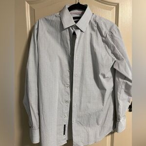 Report Collection Black and White Patterned Dress Shirt